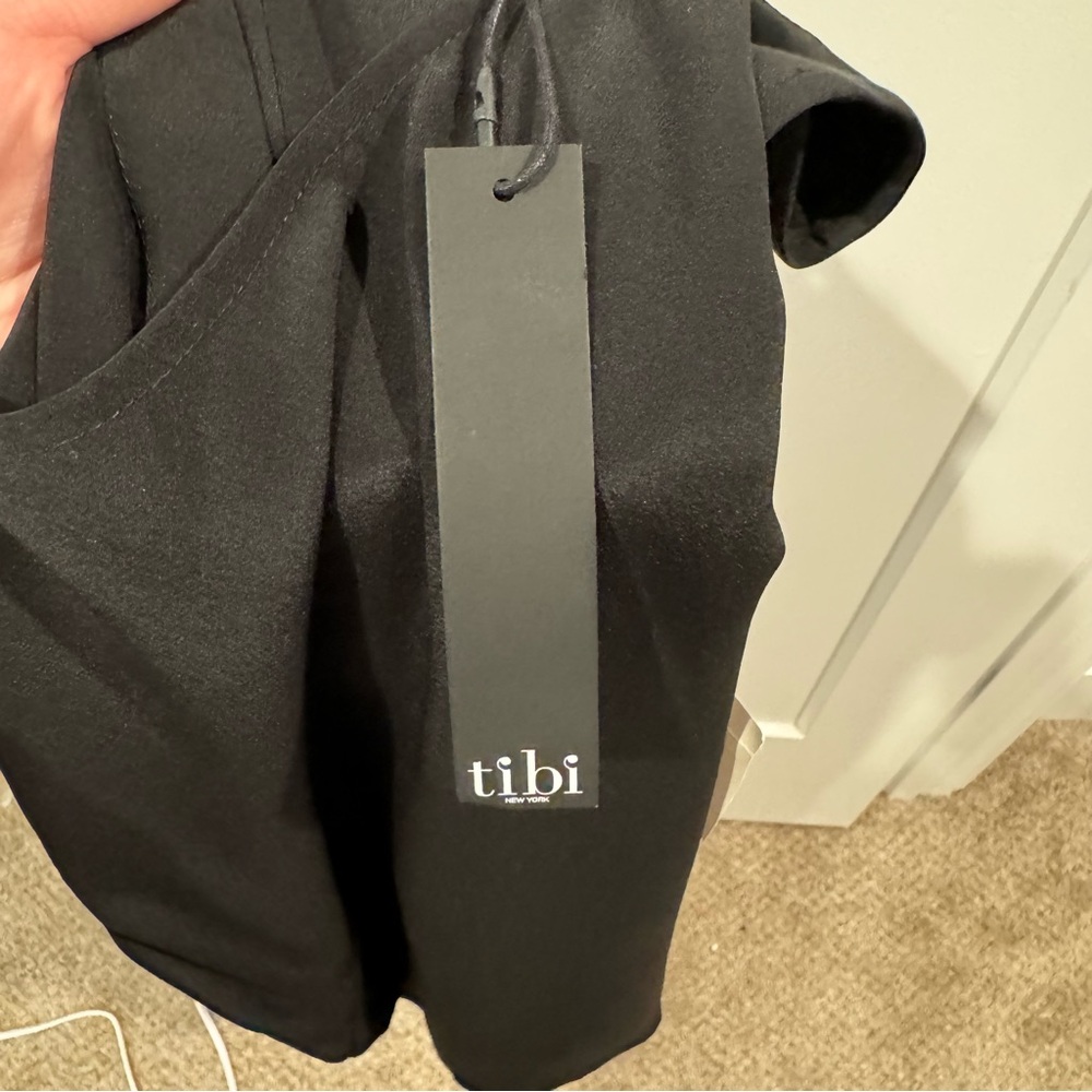 NWT Tibi Silk Black Cutout Neck Blouse Size 0 - Picture 8 of 8
